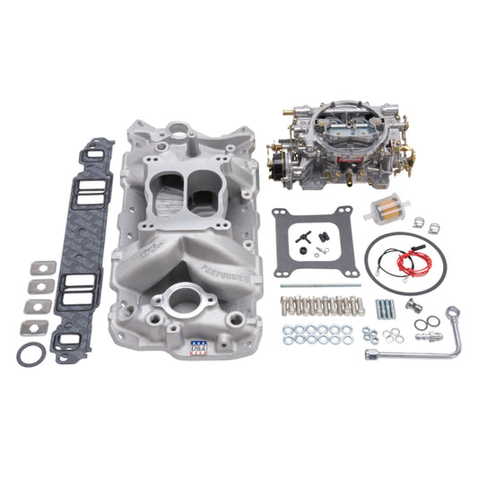 Edelbrock Single-Quad Manifold and carb Kit for 1957-86 Small-Block Chevy