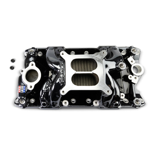 Edelbrock Performer RPM Small Block Chevy AIR-Gap Intake Manifold, Black Plasma finish