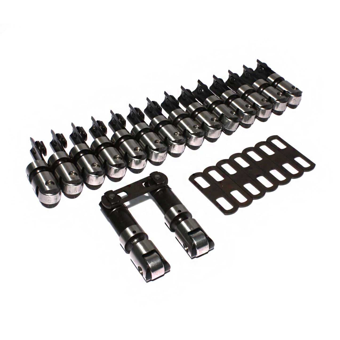 Endure-X Solid Roller Lifters for Chevrolet 265-400, .842" Diameter, Centered, .300" Tall, Cutaway Body with Oil Band - Set of 16