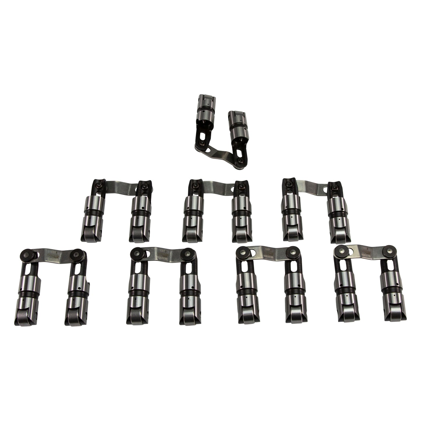 Sportsman Solid Roller Lifters with Bushings for Chevrolet 396-454, .904" Diameter, .180" Left/Right Offset - Set of 16