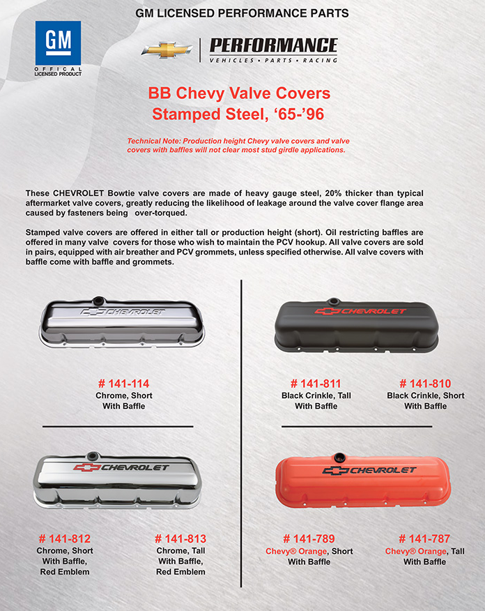 Big Block Chevy / Valve Covers Stamped Steel, 65-96