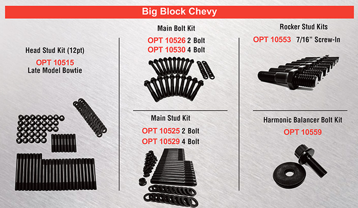 BBC Bolt Kits Head Stud Kits & Main Bolt & Rocker Stud Kits & Harmonic Balancer Kits