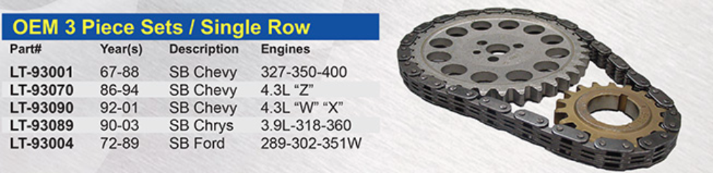 OEM 3 Piece / Single Row Timing Set / Chevy / Chrysler / Ford