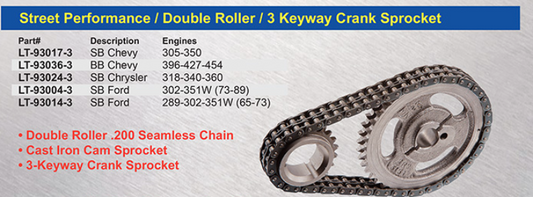 Street Performance / Double Roller / 3 Keyway sprocket / Chevy / Ford / Chrysler