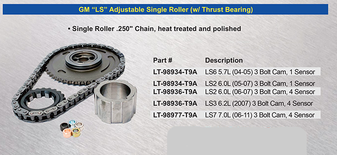 LS Billet Steel Cam Adjusting Timing Sets Single Rollers