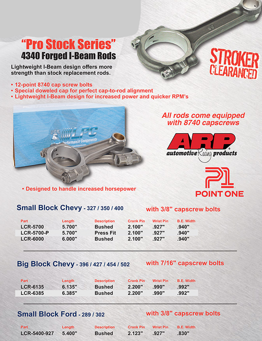 Small Block Chevy / Small Block Ford / Big Block Chevy / Pro Stock Series I Beam Rods