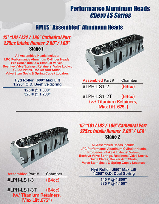 Chevy LS Series / Aluminum Heads / Stage one & Two / Assembled