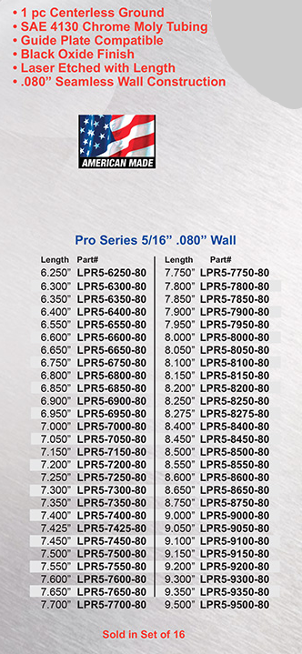 Pro Series Push Rods / 5/16'' & .80'' Wall