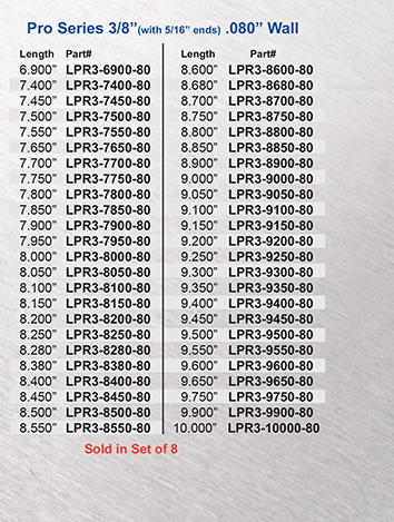 Pro Series Push Rods / 3/8'' & .080 Wall