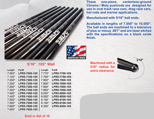 Pro Series Push Rods / 5/16'' & .105'' Wall