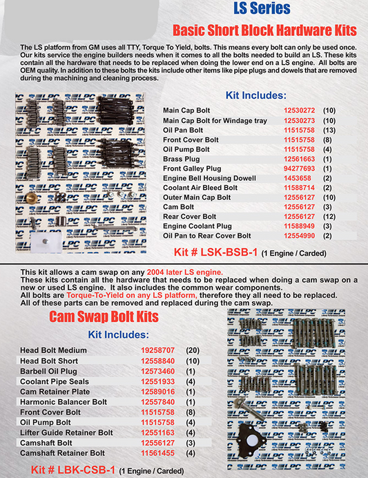 LS Series / Short Block Hardware Kit