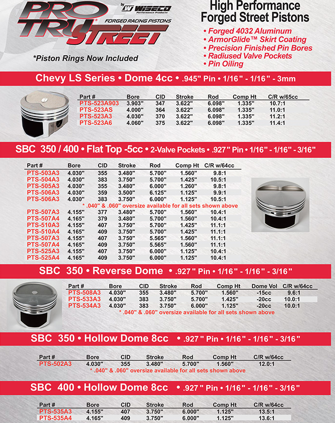 Chevy LS & SBC / WISECO PRO TRU Street Pistons