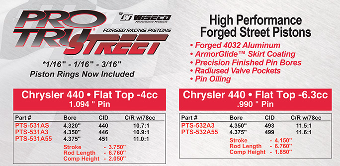 Chrysler / WISECO PRO TRU Street Pistons