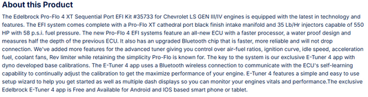Edelbrock Pro-Flo 4 EFI XT-Style Kit For Chevrolet LS Gen III/IV
