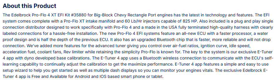 Edelbrock Pro-Flo 4 EFI XT-Style For Chevy Big-Block Rectangle Port