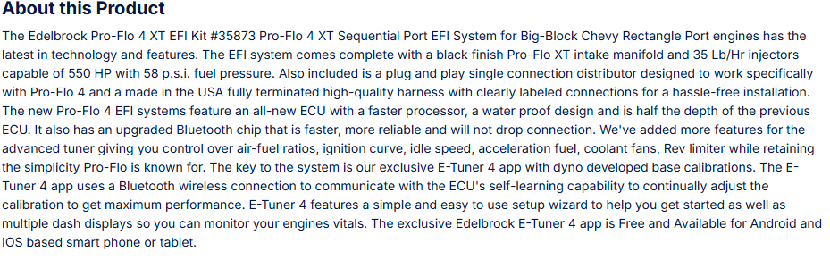 Pro-Flo 4 EFI XT-Style For Chevy Big-Block Rectangle Port