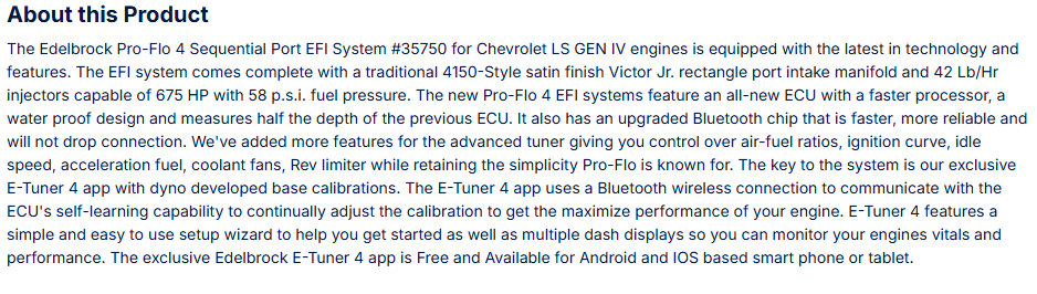 Edelbrock Pro-Flo 4 EFI Traditional 4150-Style For Chevy LS Gen IV