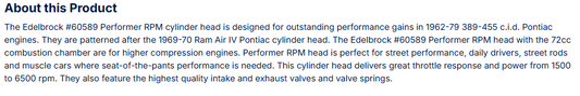 RPM Pontiac Cylinder Head 72cc Bare
