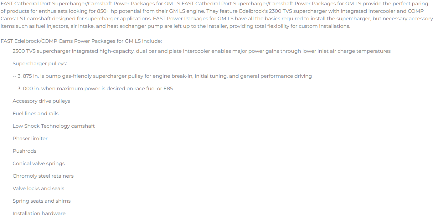 Race Supercharger Kit for GM LS1