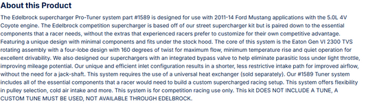 Edelbrock Pro-Tuner Supercharger 11-14 Mustang GT 5.0L 4V Coyote W/O Tune