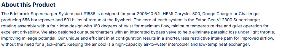 Edelbrock Stage 1 Supercharger Kit For 2006-10 Chrysler/Dodge 6.1L W/ Tune