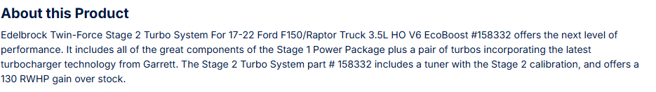 Edelbrock Twin-Force Stg 2 Kit 17-22 Ford F150/Raptor 3.5L HO EcoBoost