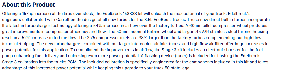 Edelbrock Twin-Force Stg 3 Kit 17-22 Ford F150/Raptor 3.5L HO EcoBoost