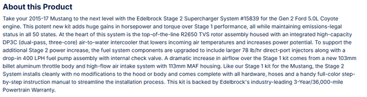 Edelbrock Stg 2 Complete Supercharger 2015-17 Mustang Coyote 5.0L W/ Tune