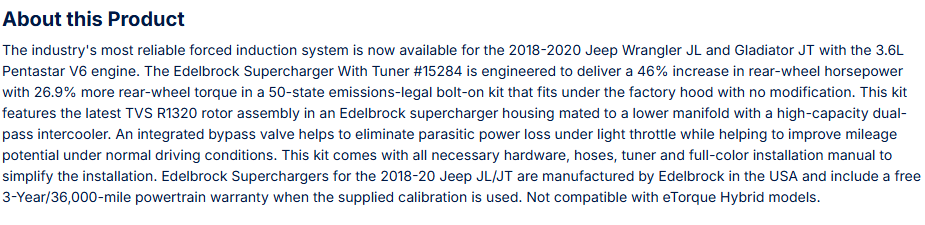Supercharger for 2018-2020 Jeep Wrangler JL and Gladiator JT W/ Tune