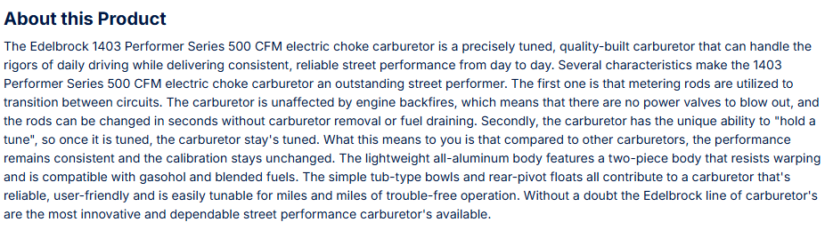 Edelbrock Performer Carburetor 500 CFM With Electric Choke, Satin Finish (Non-EGR)