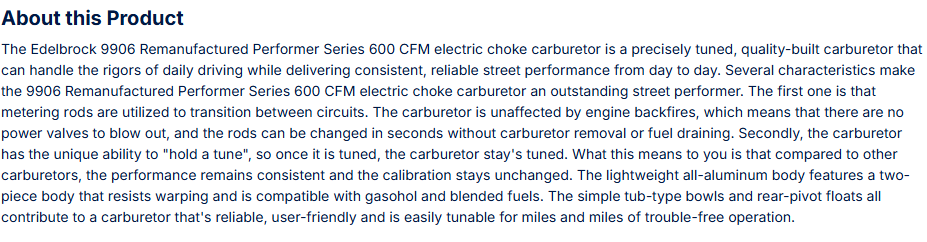 Edelbrock Performer Carburetor 600 CFM With Electric Choke, Satin Finish (Non-EGR)