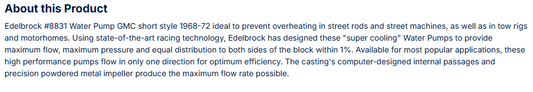 Edelbrock Water Pump AMC Short Style 1968-72