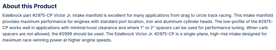 Edelbrock Victor Jr. 23 Degree Intake Manifold Small-Block Chevy