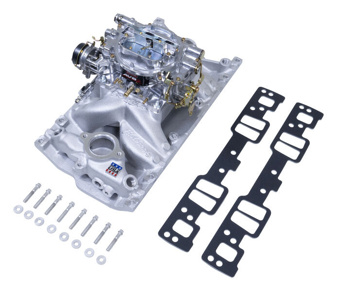 Edelbrock Single-Quad Manifold and carb Kit Small-Block Chevy with Vortec Heads