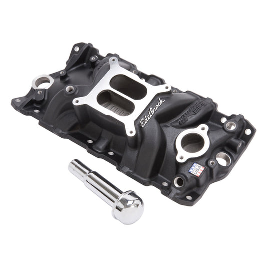 Edelbrock Performer EPS Manifold w/Oil Fill Tube for Small-Block Chevy, Black Finish