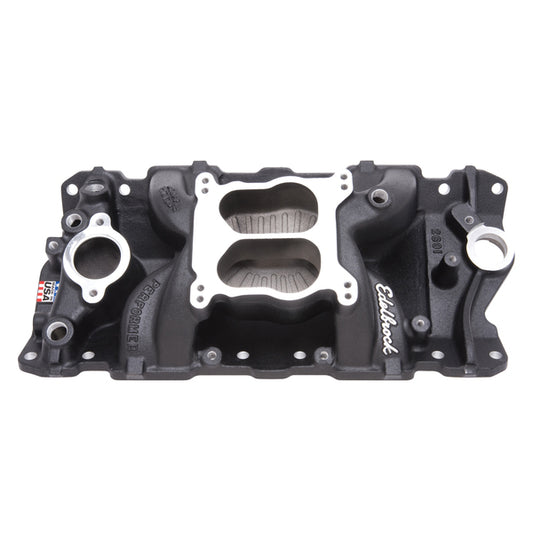Edelbrock Performer Air-Gap Intake Manifold for 1955-86 Small-Block Chevy, Black Finish