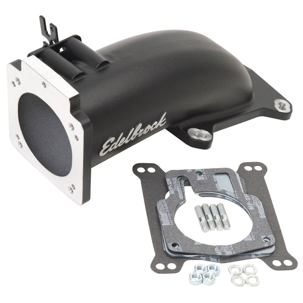 Edelbrock Throttle Body Intake Elbow Ultra Low, 90mm Opening, Black Powder Coated