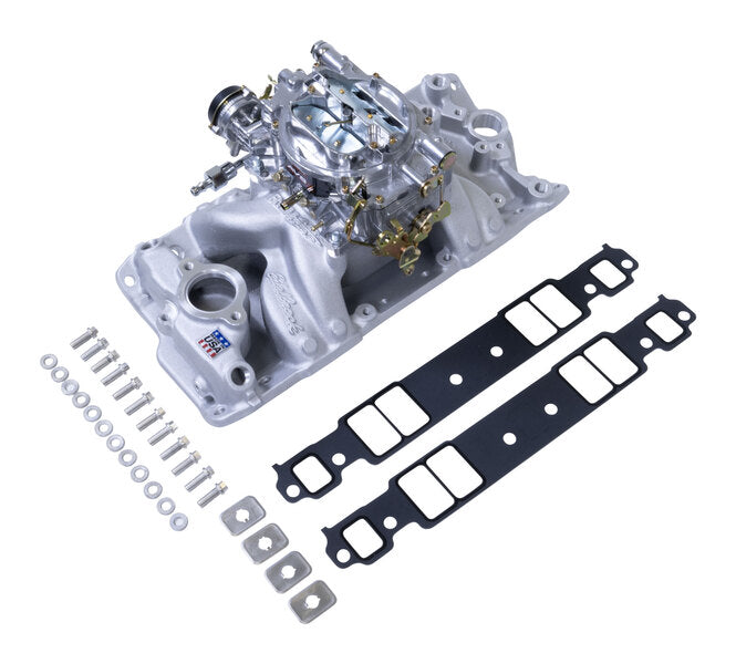 Edelbrock Single-Quad Manifold and carb Kit for 1957-86 Small-Block Chevy