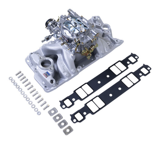 Edelbrock Single-Quad Manifold and carb Kit for 1957-86 Small-Block Chevy