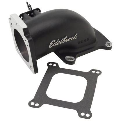 Edelbrock Throttle Body Intake Elbow Low Profile, 90mm Opening, Black Powder Coated