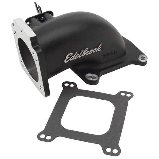 Edelbrock Throttle Body Intake Elbow Low Profile, 90mm Opening, Black Powder Coated