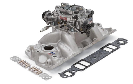 Edelbrock Single-Quad Manifold and carb Kit Small-Block Chevy with Vortec Heads
