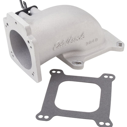 Edelbrock Throttle Body Intake Elbow Low Profile, 90mm Opening, Satin Finish