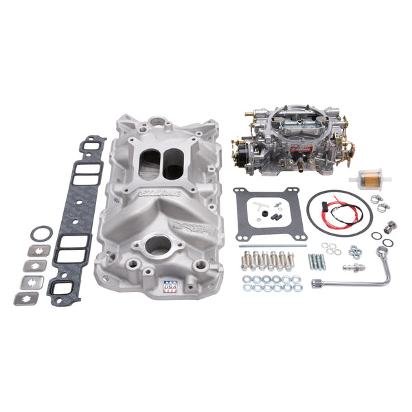 Edelbrock  Single-Quad Manifold and carb Kit for 1957-86 Small-Block Chevy