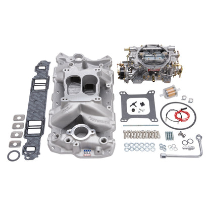 Edelbrock Single-Quad Manifold and carb Kit for 1957-86 Small-Block Chevy