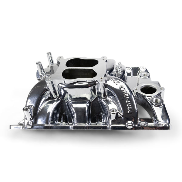 Edelbrock Performer RPM Pontiac 326-455 Intake Manifold, Chrome Plasma Finish