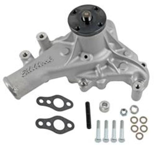 Edelbrock Water Pump for Small-Block Chevy in Satin Finish (Long)