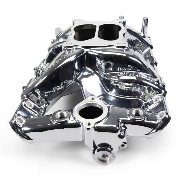 Edelbrock Performer RPM Pontiac 326-455 Intake Manifold, Chrome Plasma Finish