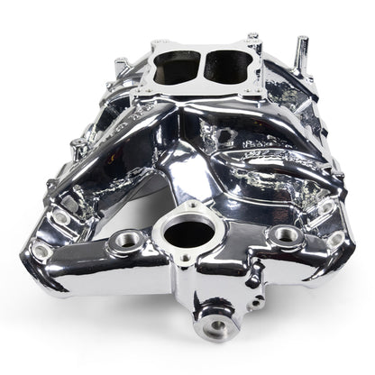 Edelbrock Performer RPM Pontiac 326-455 Intake Manifold, Chrome Plasma Finish