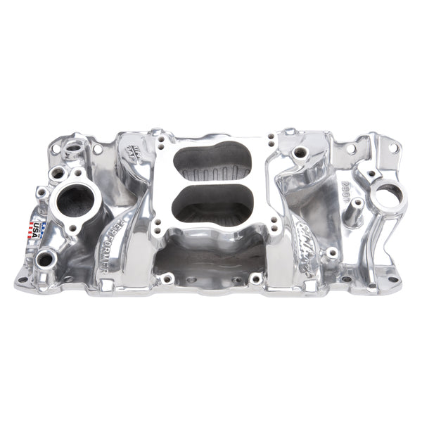 Edelbrock Performer Air-Gap Intake Manifold for 1955-86 Small-Block Chevy, Polished Finish